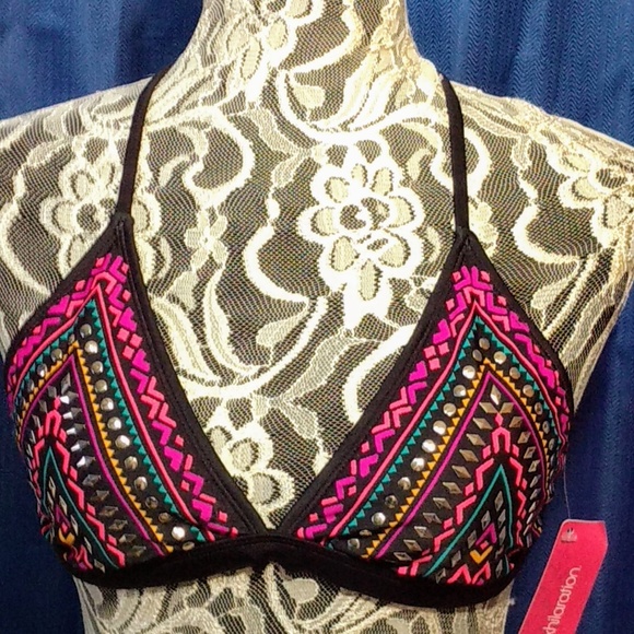 Xhilaration Women's Triangle MultiColor Bikini Top - Picture 5 of 8